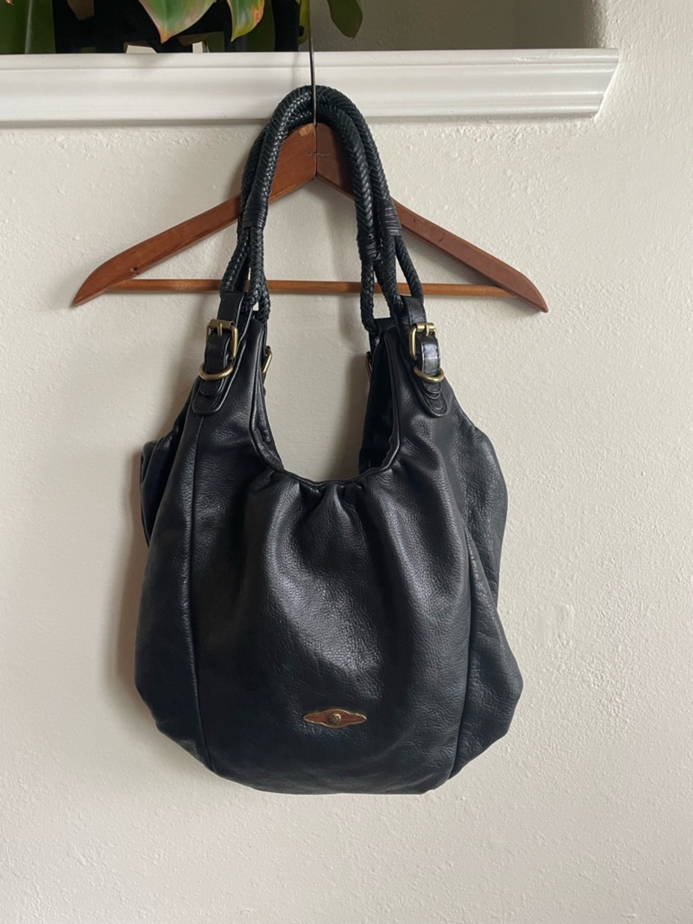 Elliott Lucca Black Leather Hobo Bag